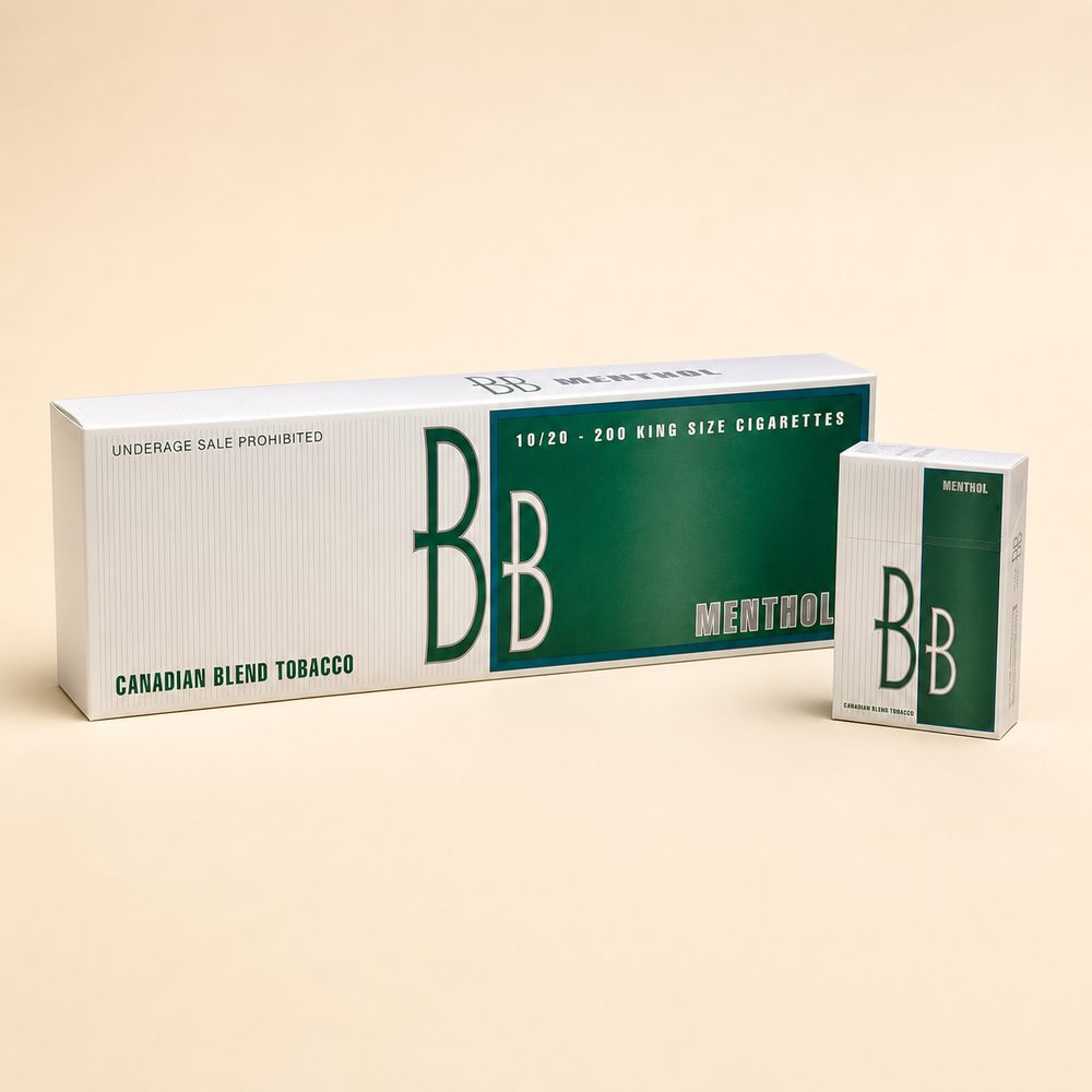 BB Menthol cigarette carton — demonstration product image