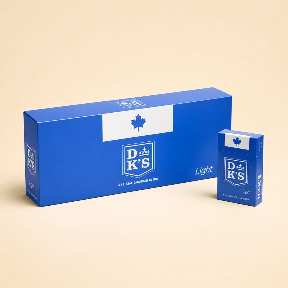 DK's Lights cigarette carton — demonstration product image