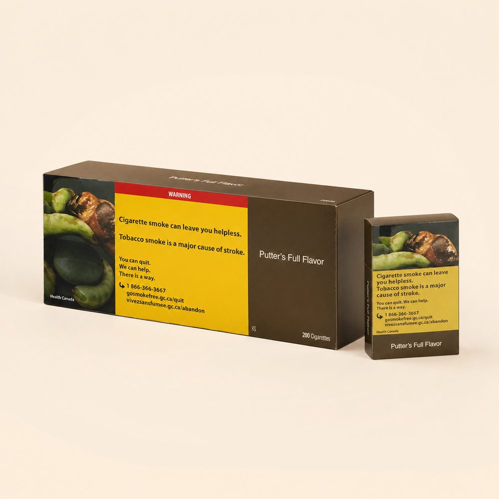 Putter's Full Flavour cigarette carton — demonstration product image