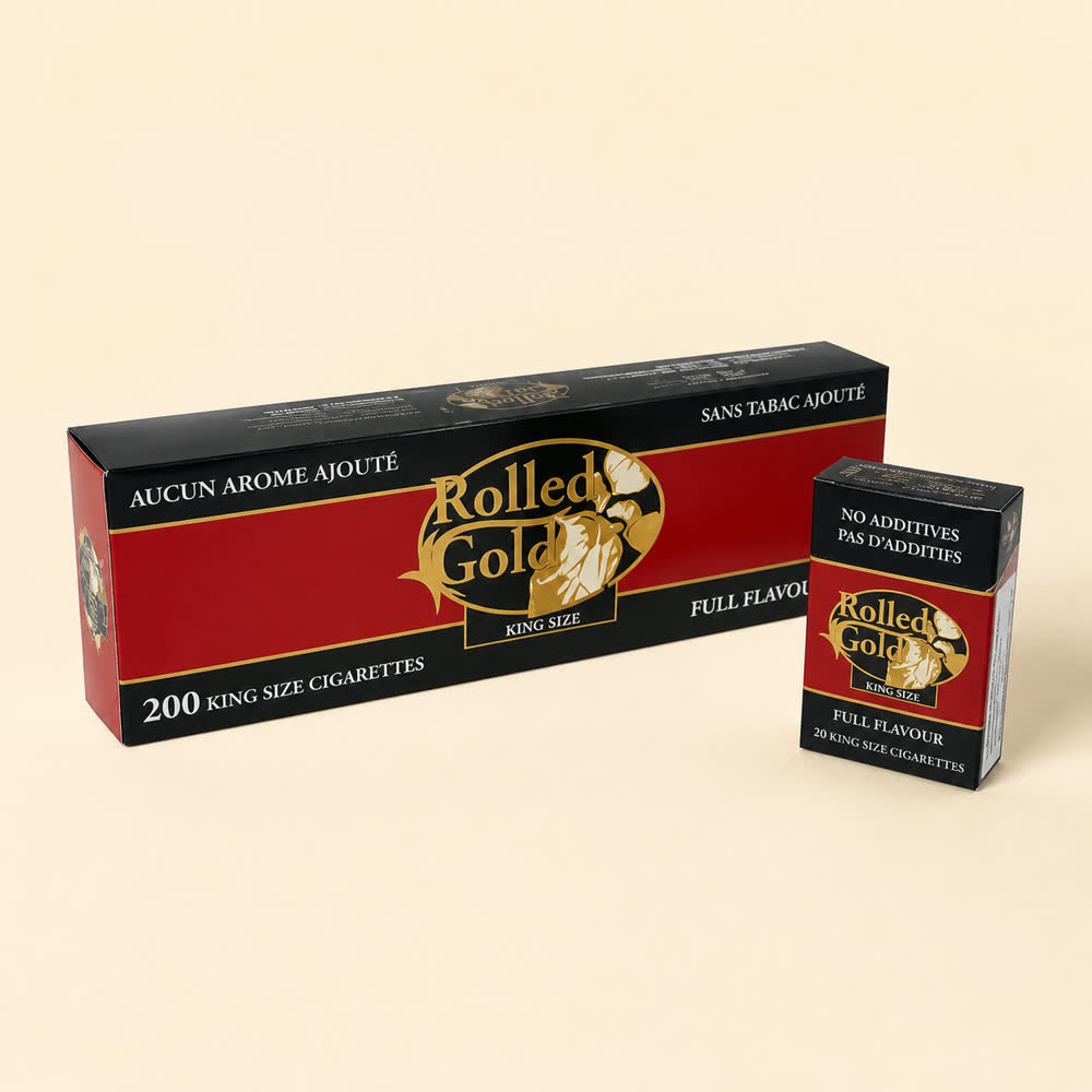 Rolled Gold Full Flavour cigarette carton — demonstration product image