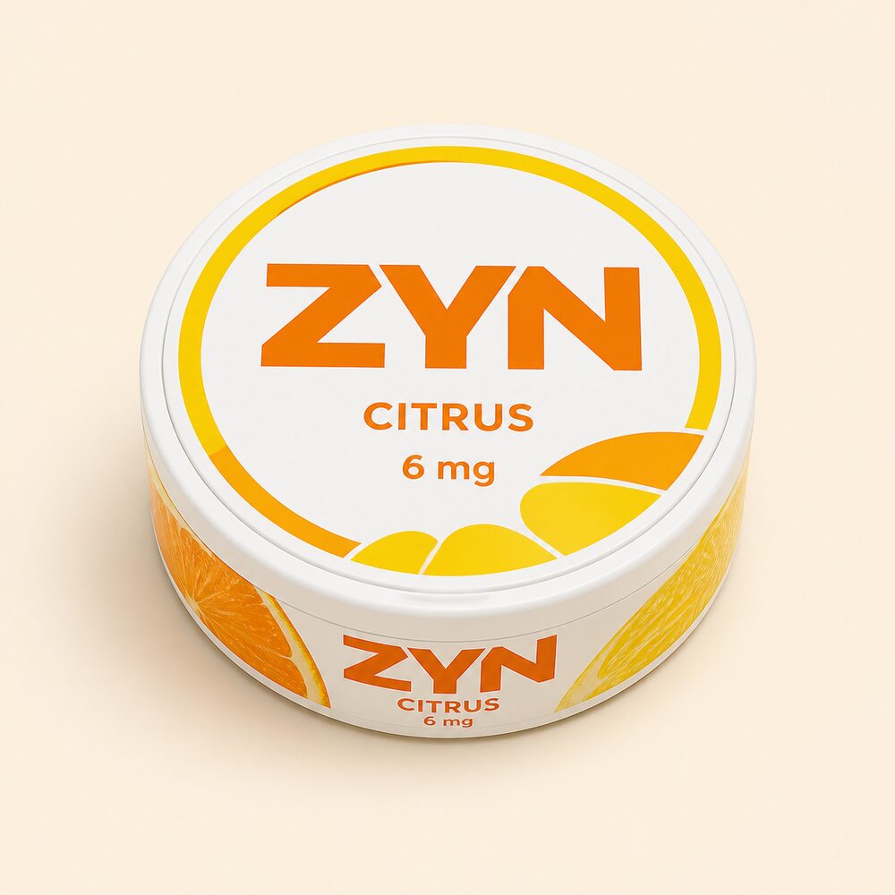 ZYN Citrus 6 mg nicotine pouch can — demonstration product image