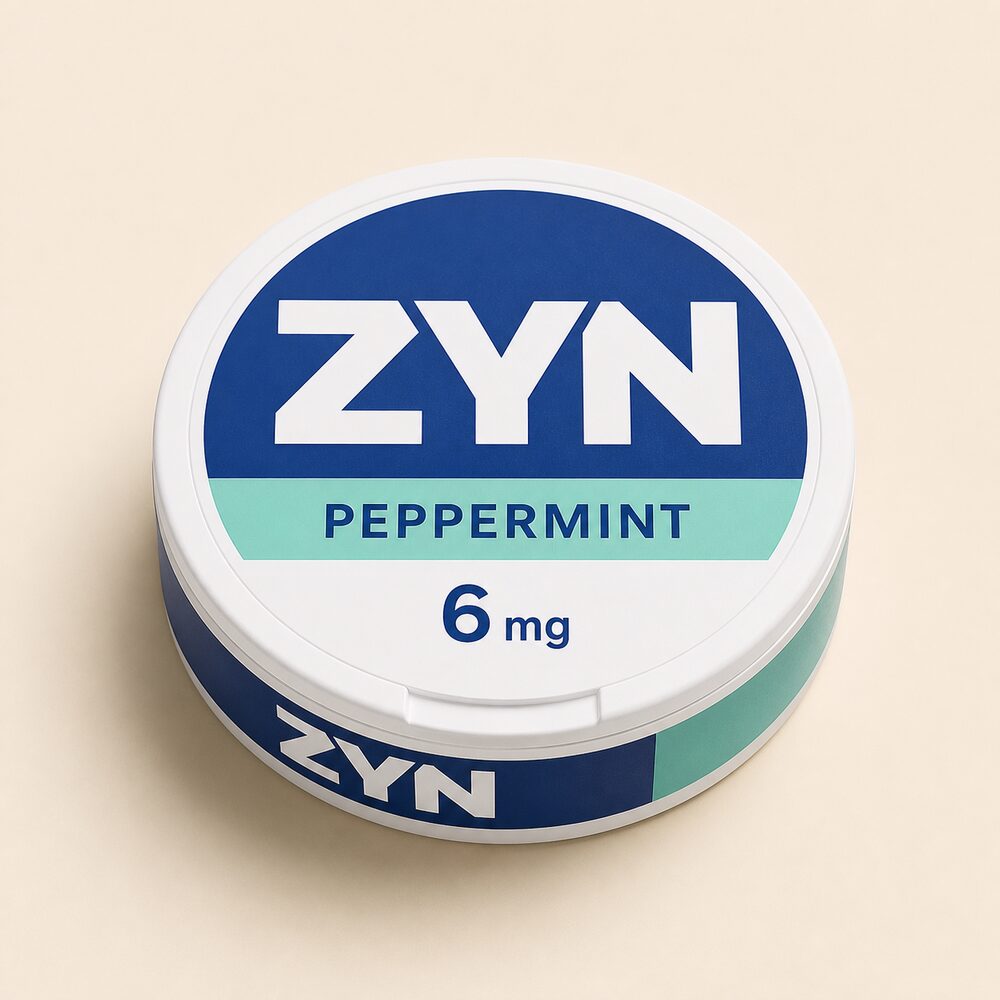 ZYN Peppermint 6 mg nicotine pouch can — demonstration product image