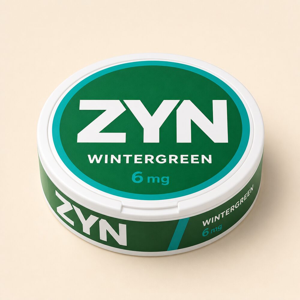 ZYN Wintergreen 6 mg nicotine pouch can — demonstration product image